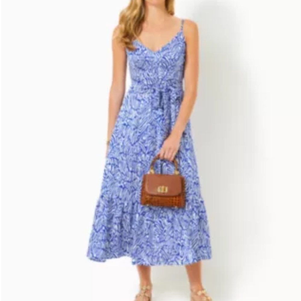 NWT. Marcelina midi dress Lilly Pulitzer Blue and White Patterned Maxi Dress NWT
